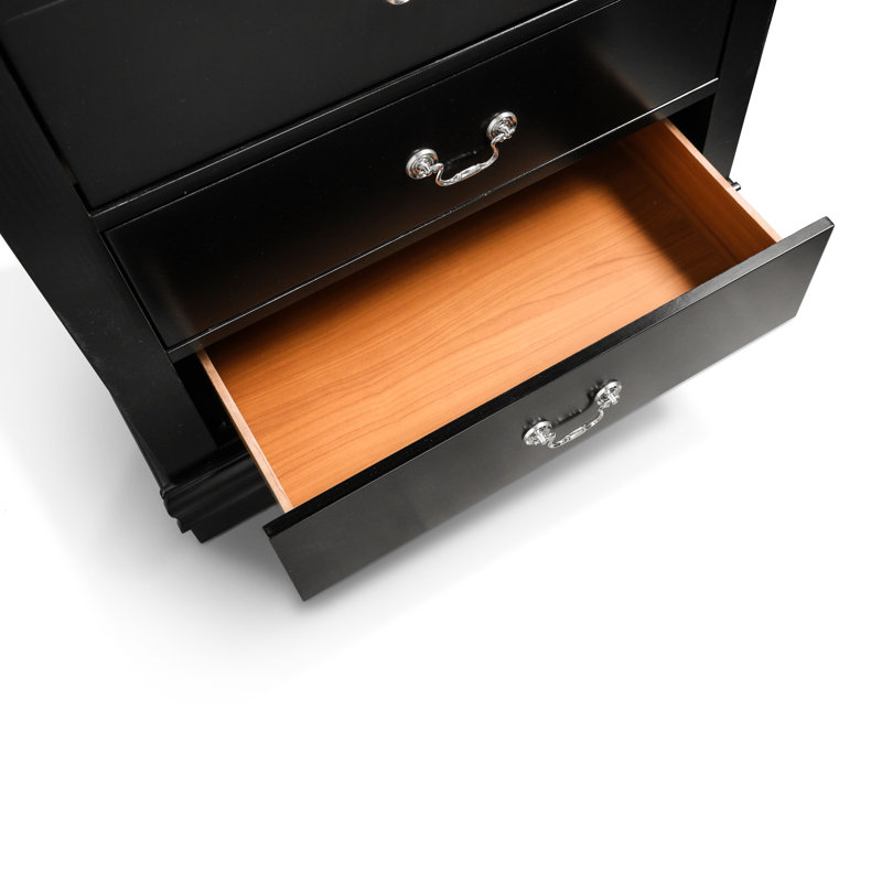 Commode 5 tiroirs Emelinda, Noir