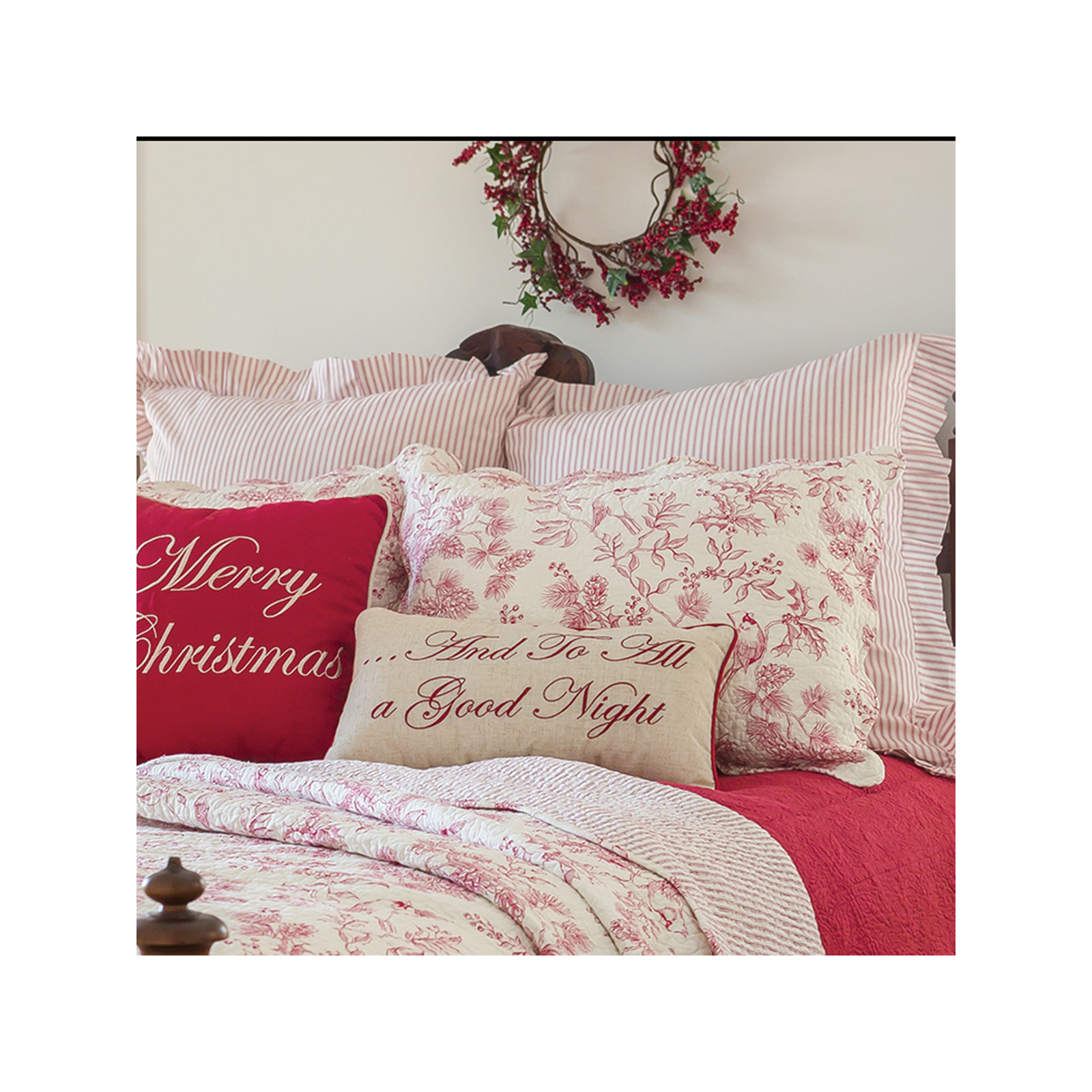 Iria Red/White Standard Cotton Reversible Quilt Set, Twin Quilt + 1 Sham