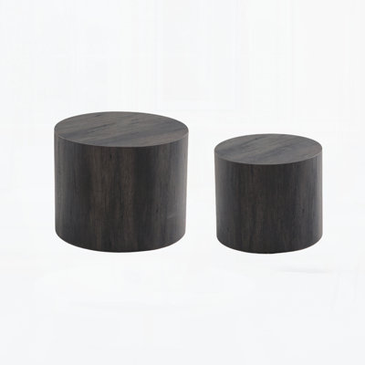Nesting Coffee Table Set of 2 Round Wooden Coffee Tables, Modern Circle Table for Small Space Living Room Bedroom Accent End Side Table