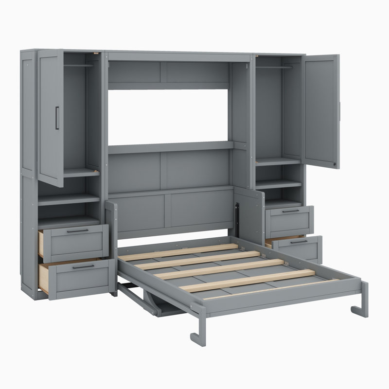 Lit escamotable Murphy avec placard, tiroirs et tablettes