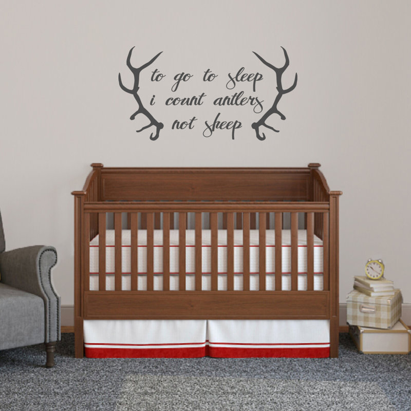 Adhésif décoratif "to go to sleep i count antlers not ovin", Gris foncé