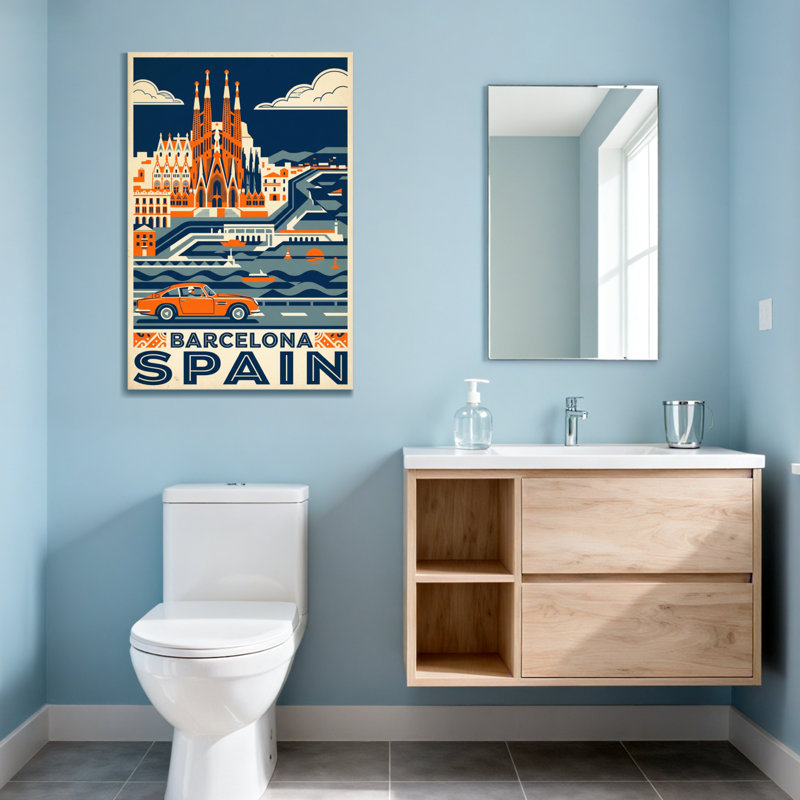 Paysages de la ville de Barcelone, Espagne, H 18 po x l 12 po
