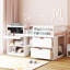Lit mezzanine simple avec bureau à roulettes, tablette et tiroirs - blanc