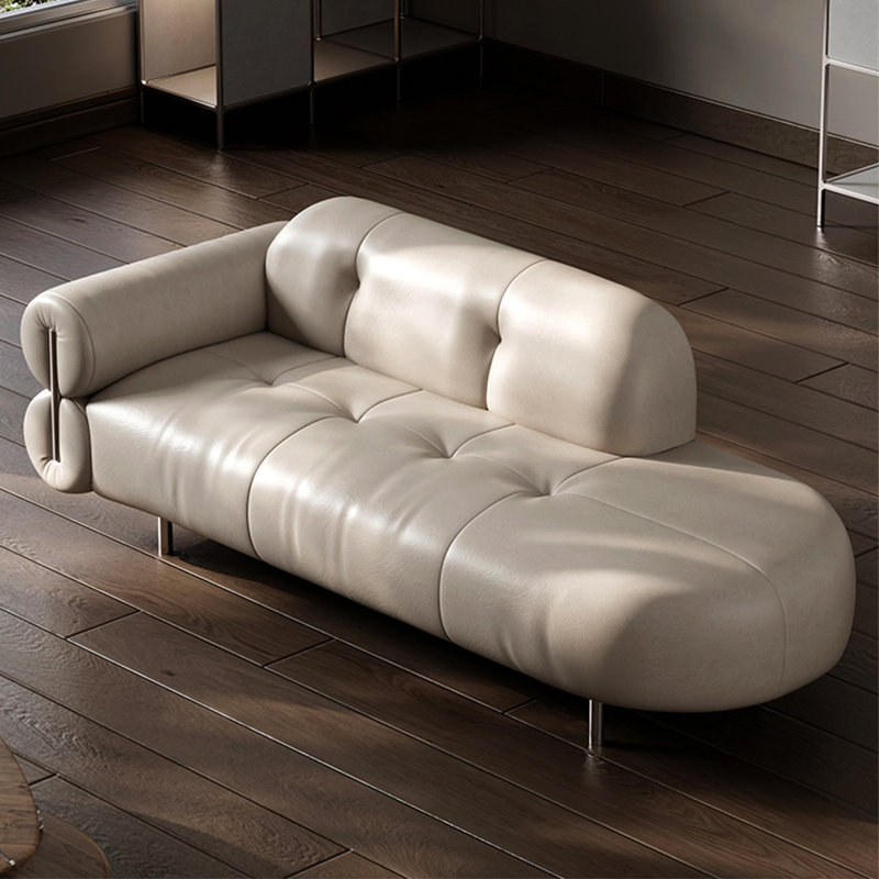 Chaise longue de loisirs créative et moderne, Orienté à gauche (vu de face), Beige