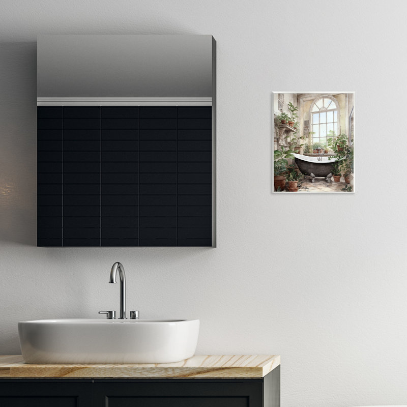 Plaque murale rétro pour baignoire avec éclairage au soleil, design par lettré et doublé