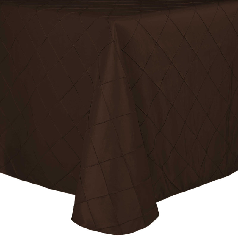 Ultimate Textile Embroidered Pintuck Taffeta Tablecloth With Rounded Corners Chocolate Light Brown, 120" Square, 5