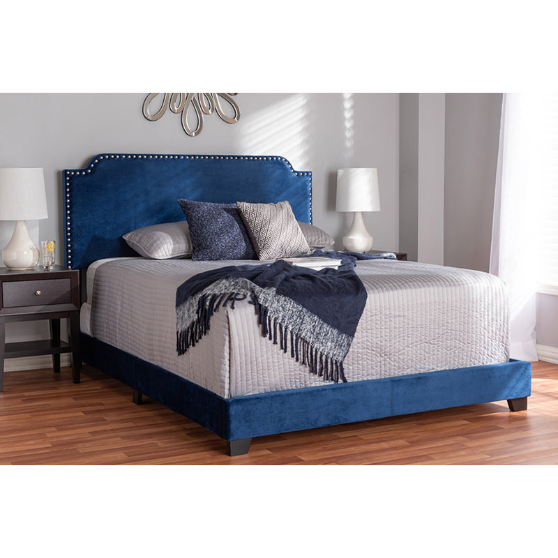 Boothe Upholstered Standard Bed, Navy, Queen
