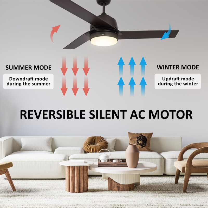 52" Smart Ceiling Fan with LED Lights, Wall Switch