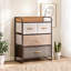 Commode en acier et en lin multicolore pour chambre à coucher et salon, 9 x 4,5 x 12,2 po, avec fabrication en verre