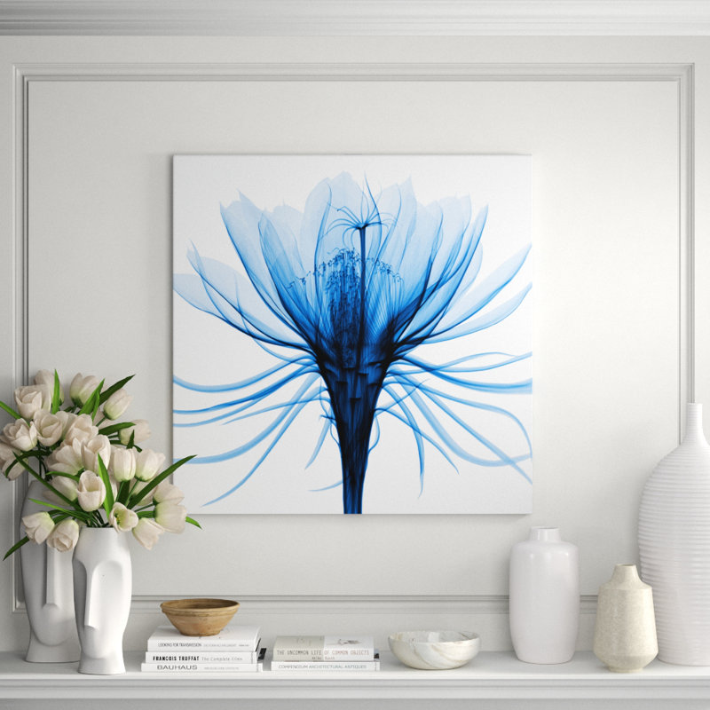 Hand-Picked Blue 2' Framed Graphic Art Print on Glass