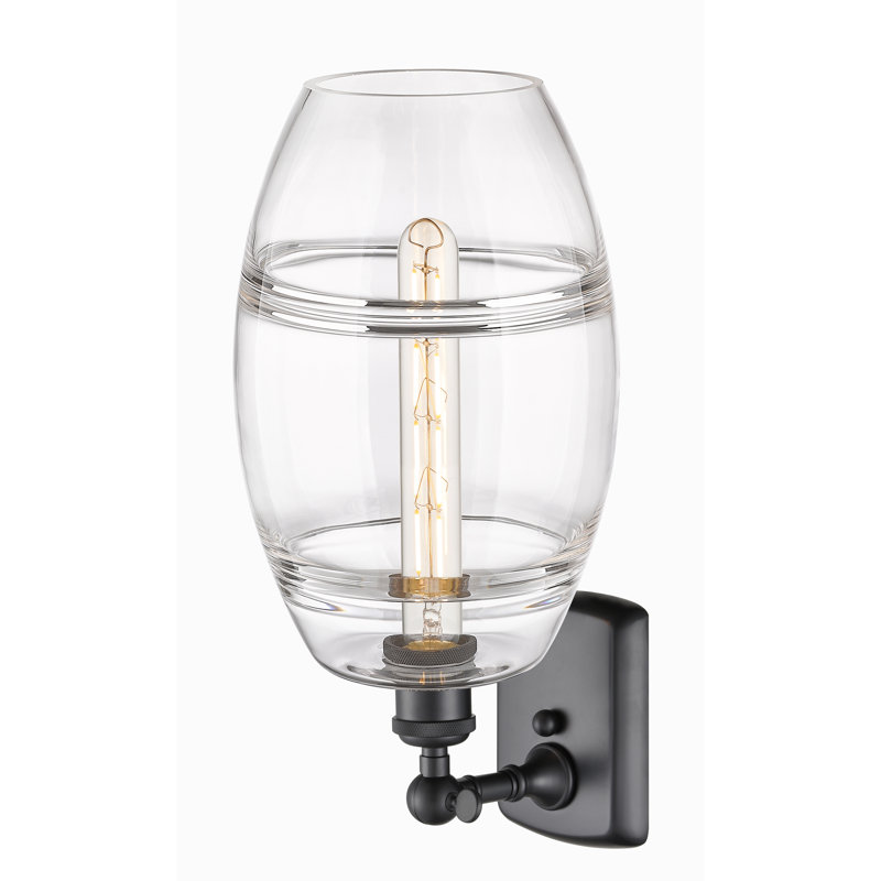 Bettylou Steel Armed Sconce, Clear, 10.88" H x 8" W x 8.13" D, Matte Black