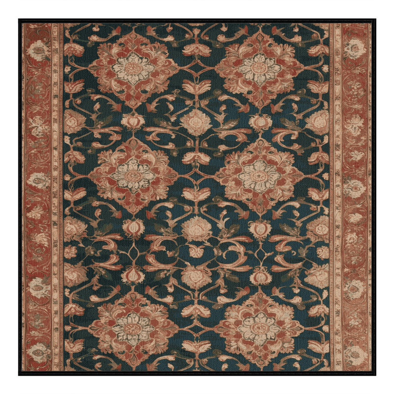 Machine Washable Persian Brown Area Rug, Square 4'