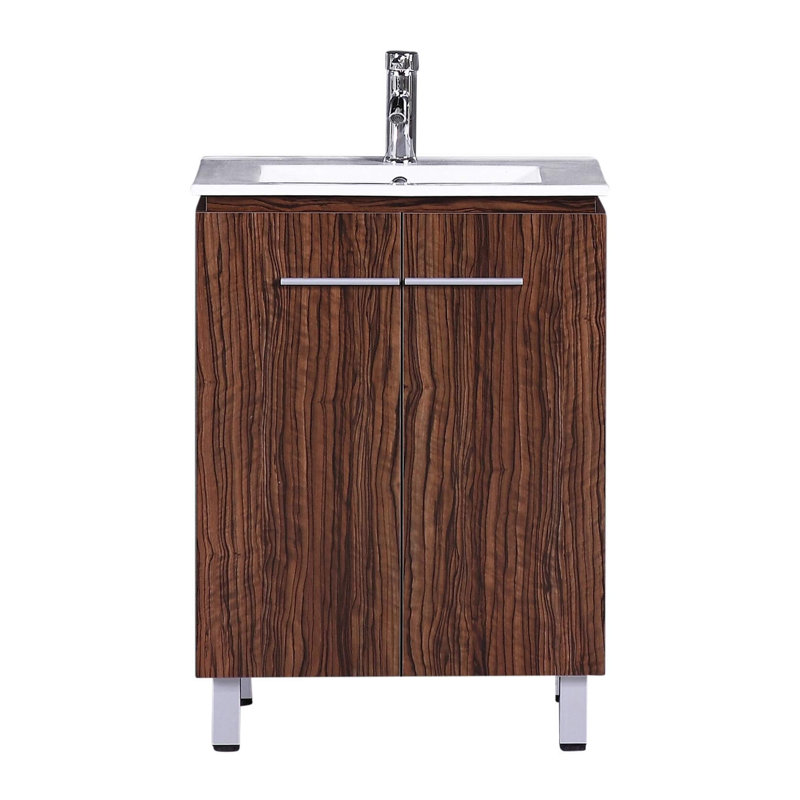 Jorrell 23.5'' Single Bathroom Vanity with Manufactured Wood Top, Black Walnut