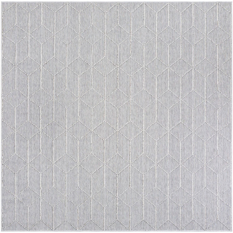 Contemporary Ohanlon Area Rug Light Gray Color, Square 7'10"