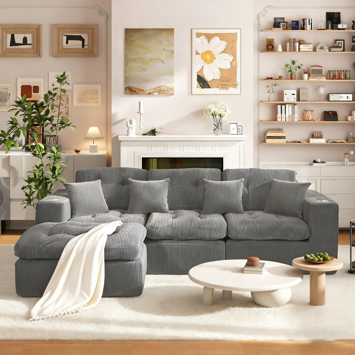 Latitude Run® 105" Cloud Sectional for Living Room, L-Shaped Cloud ...