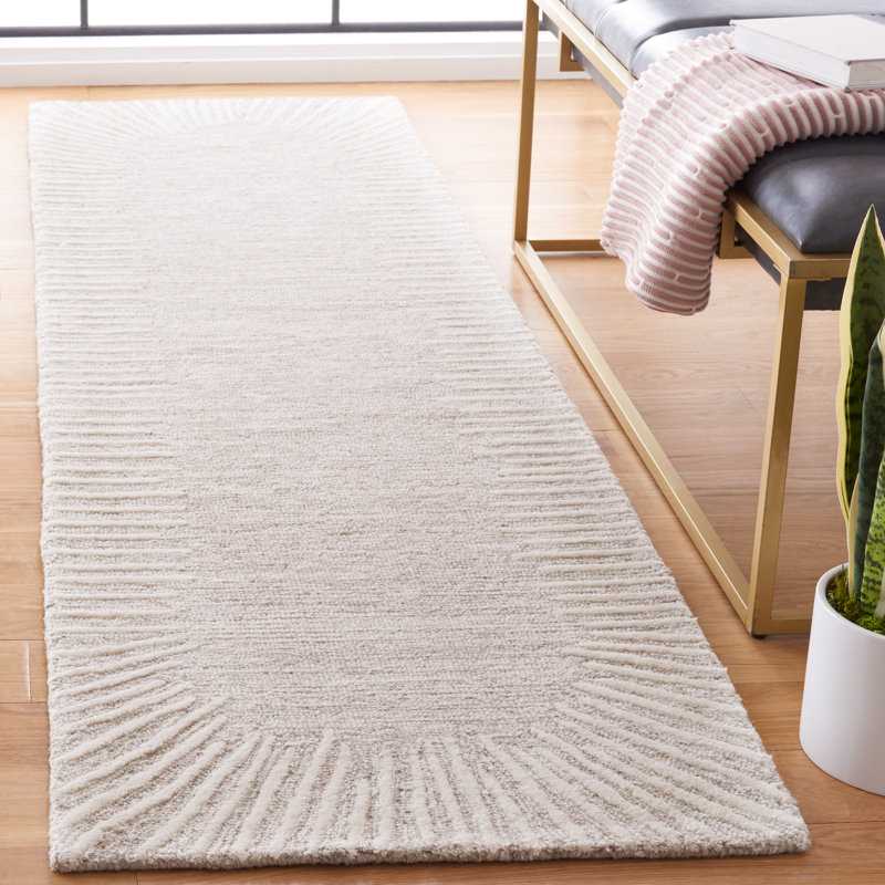 Tapis touffeté à la main à motif abstrait Antonyio, Tapis de couloir 2 pi 3 po x 8 pi