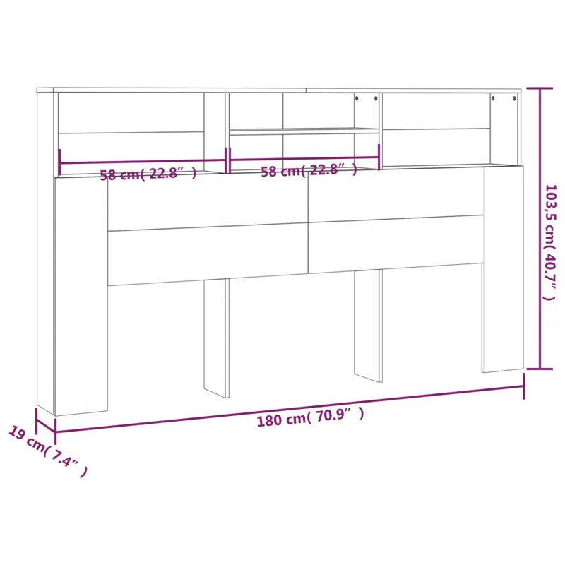 Melby Headboard Cabinet, Sonoma, Super King (6')