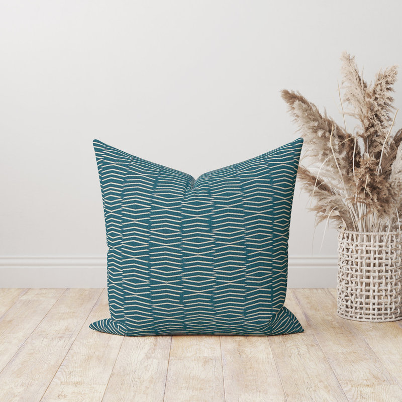 Housse de coussin géométrique bleu sarcelle, H 19 po x l 19 po