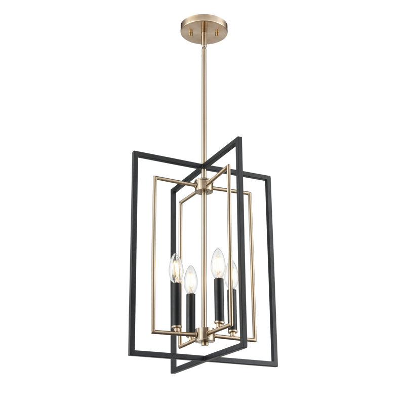 Noelle Wide 4-Light Pendant - Matte Black, 4, 19.25" H x 15" W x 15" D