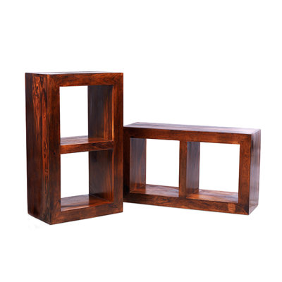 Heritage 86cm H x 46cm W Solid Wood Cube Bookcase