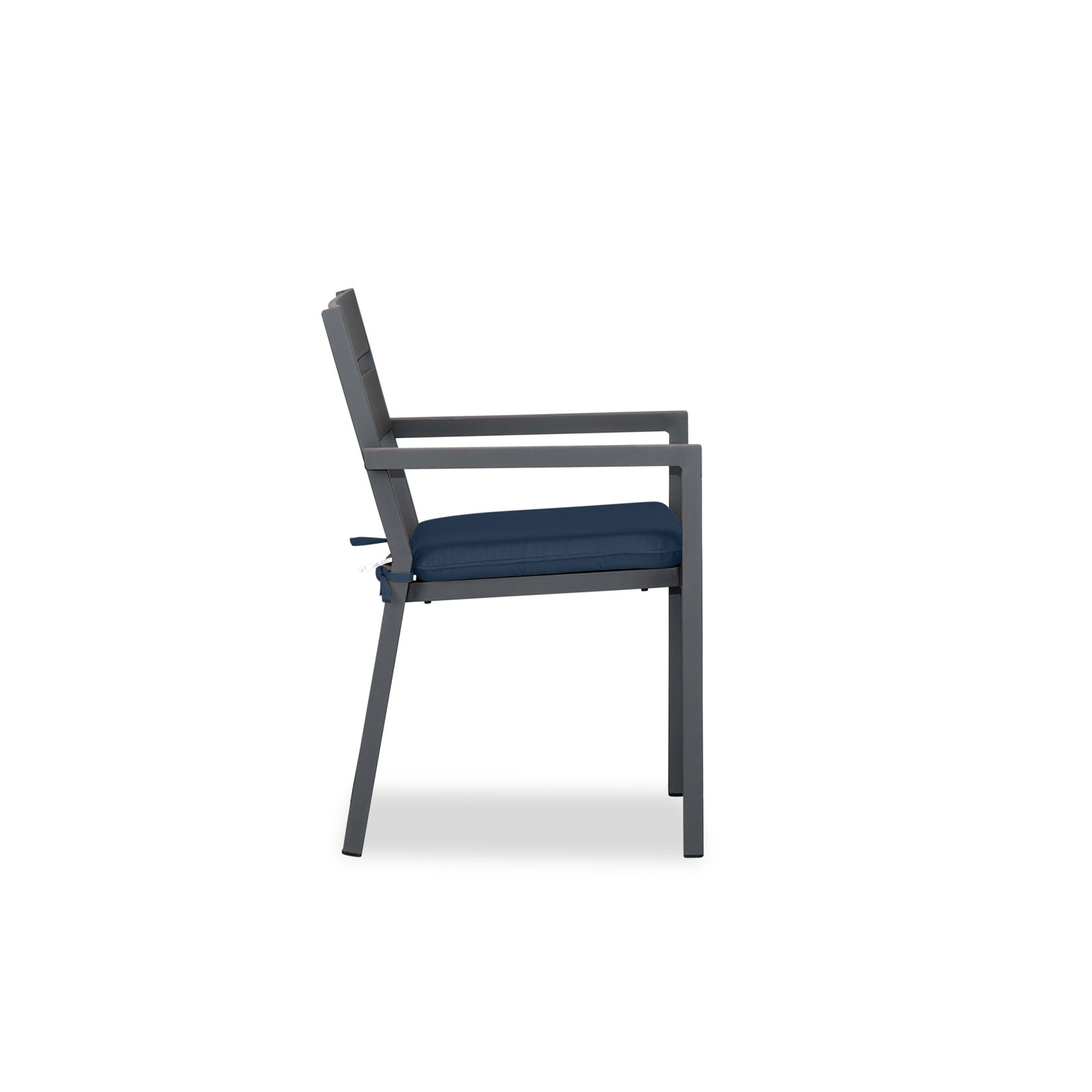 Vivant Aluminum Outdoor Dining Armchair with Cushion, Spectrum Indigo Sunbrella®, Slate