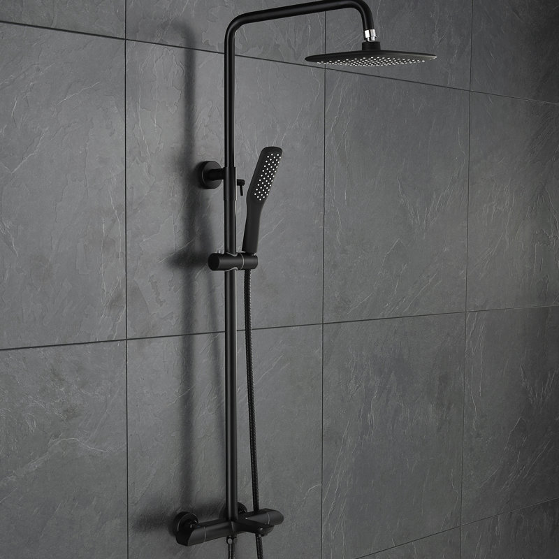 Ensemble de pomme de douche thermostatique 10,04 * 7,68 po, système de douche à fixation murale en métal 3 fonctions avec valve brute