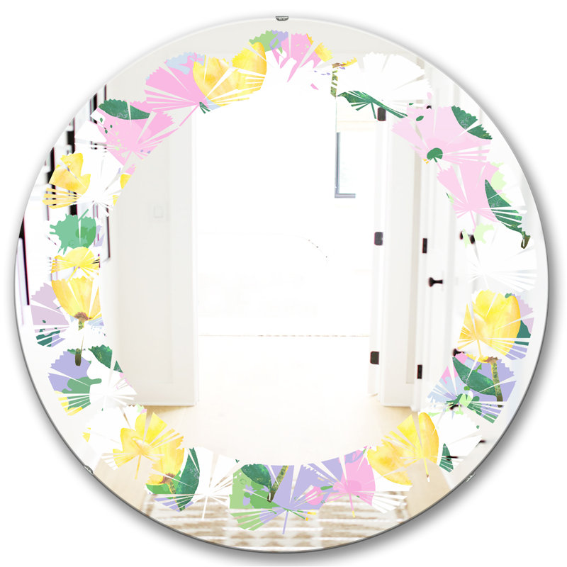 Miroir mural Coastal, H 31,5 po x l 31,5 po, Feuilles florales avec fleurs
