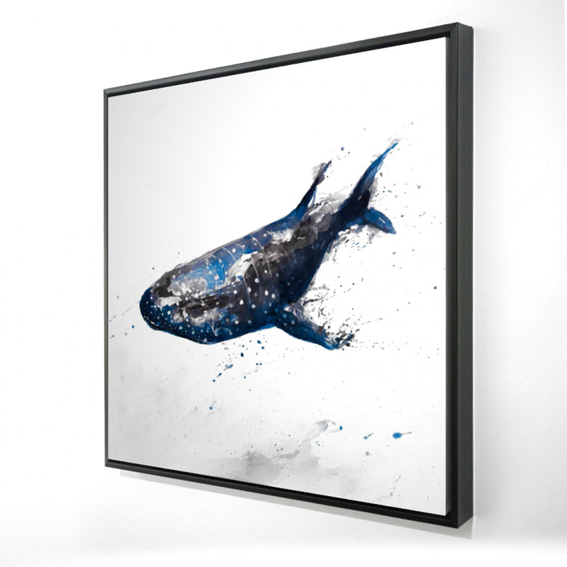 Toile abstraite requin baleine | Décoration de salle de bain bleue