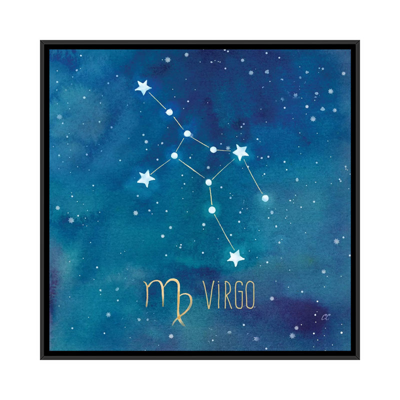 «Star Sign Virgo», photographie sur toile, H 18 po x l 18 po x P 1,5 po, Toile avec cadre noir, Pas de tapis