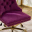 Chaise de bureau, chaise de bureau moderne capitonnée en velours capitonné avec base en métal doré, chaise de bureau pivotante réglable