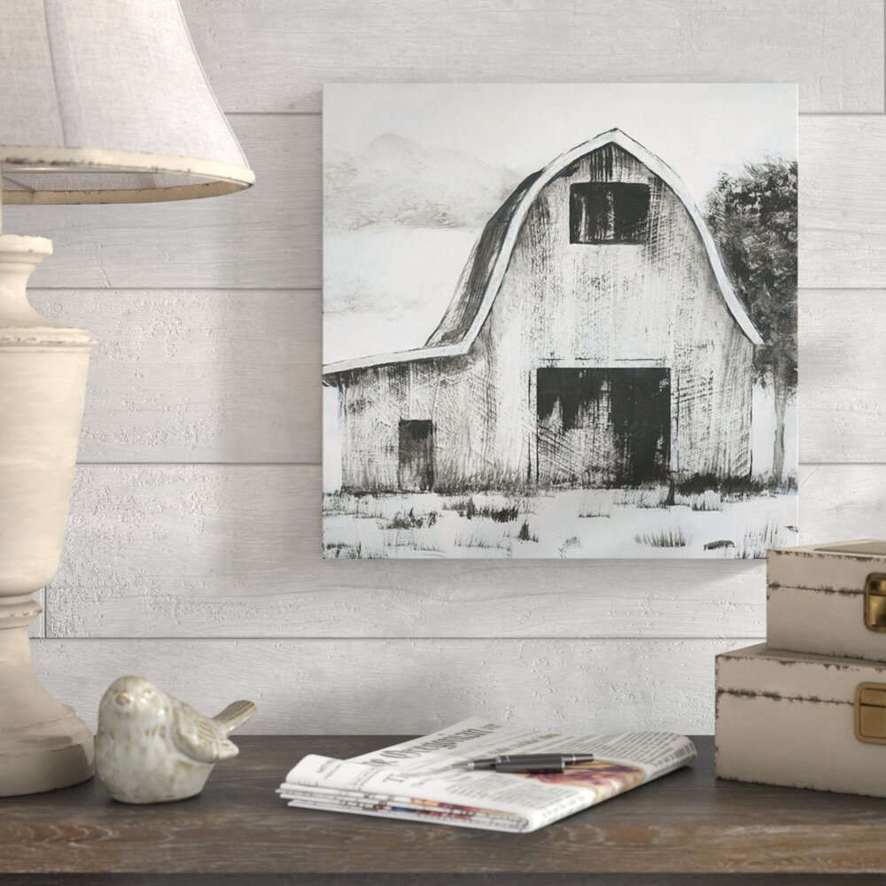 Gracie Oaks Black and White Barn II - Painting Print & Reviews | Wayfair