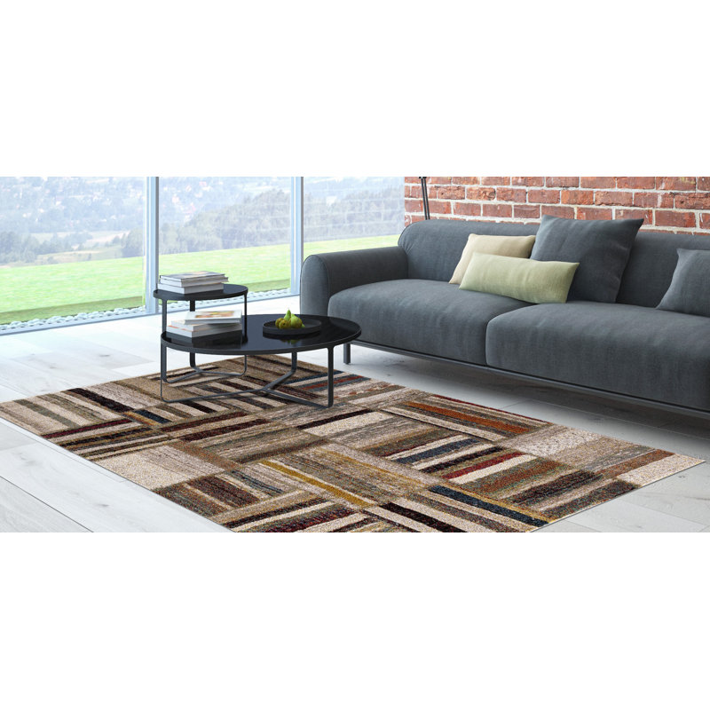 Tapis beige Patchwork, Rectangle 2 pi 7 po x 5 pi