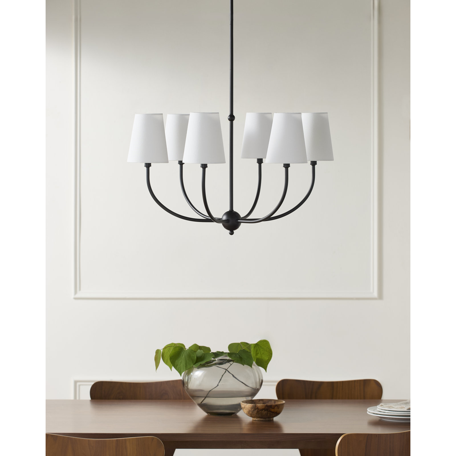 Zandy Chandelier, Matte Black, 6, 16" H x 29" W x 29" D