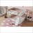 Twin Over Twin Solid Pine Floor Bunk Bed with Climbing Ramp &amp; Ladder, No Box Spring Needed, White Bedroom Furniture