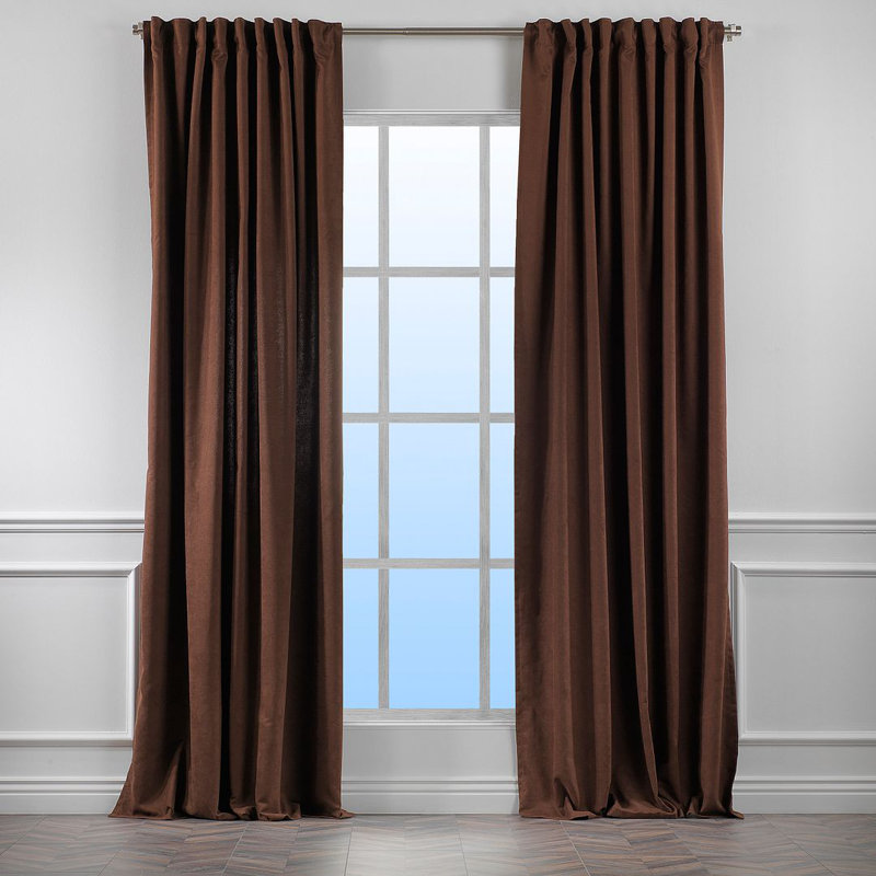 Lined Blackout Extra Long & Extra Wide Custom Made Decorative Single Panel, 100" W x 95" L, Dark Brown