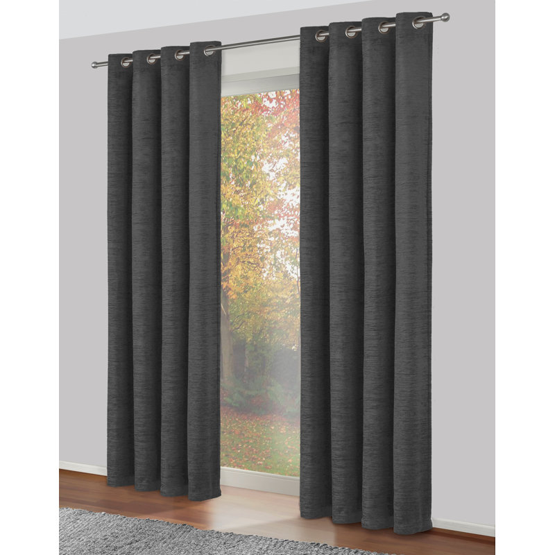 Breedlove Eyelet Room Darkening Single Curtain, 130cm Width x 225cm Drop, Grey