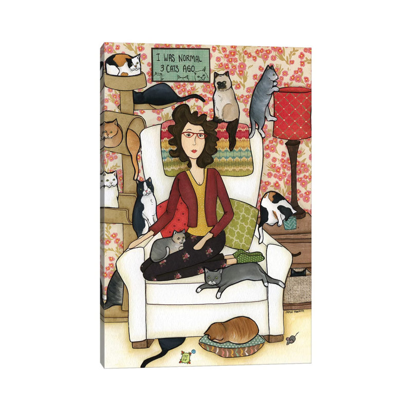« Three Cats ago » par Jamie Morath-impression, Pas de tapis, Toile tendue, H 12 po x l 8 po x P 0,75 po