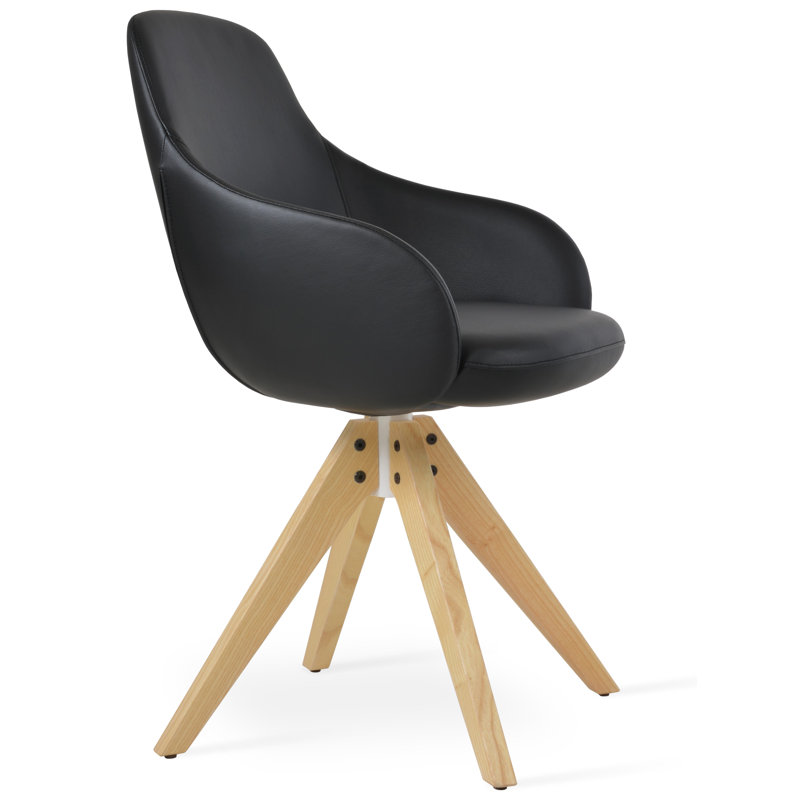 Chaise avec accoudoirs en bois Gazel, Noir