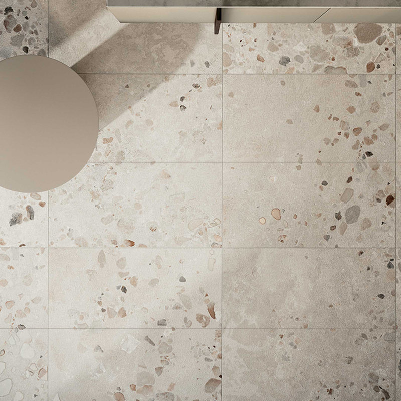 Corte Serena 24" x 48" Italian Terrazzo Porcelain Tiles, Grigio Gray