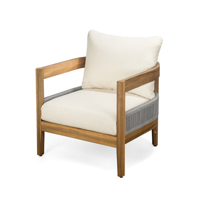 Marciniak Outdoor Wood & Rope Accent Chair