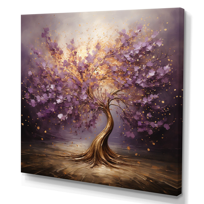 «Mauve Magictree Essence», art mural arbre, H 16 po x l 16 po