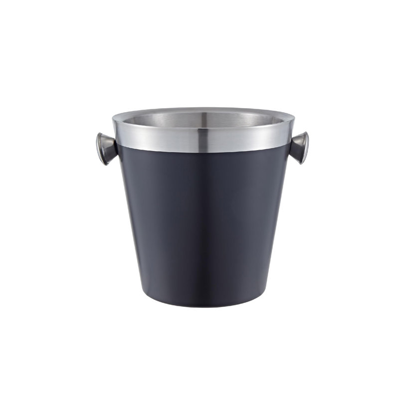 Buckingham Wine Bottle Double Wall Stainless Steel Insulated Champagne Bucket Black Finish 22.5 Cm 4.8 Litre