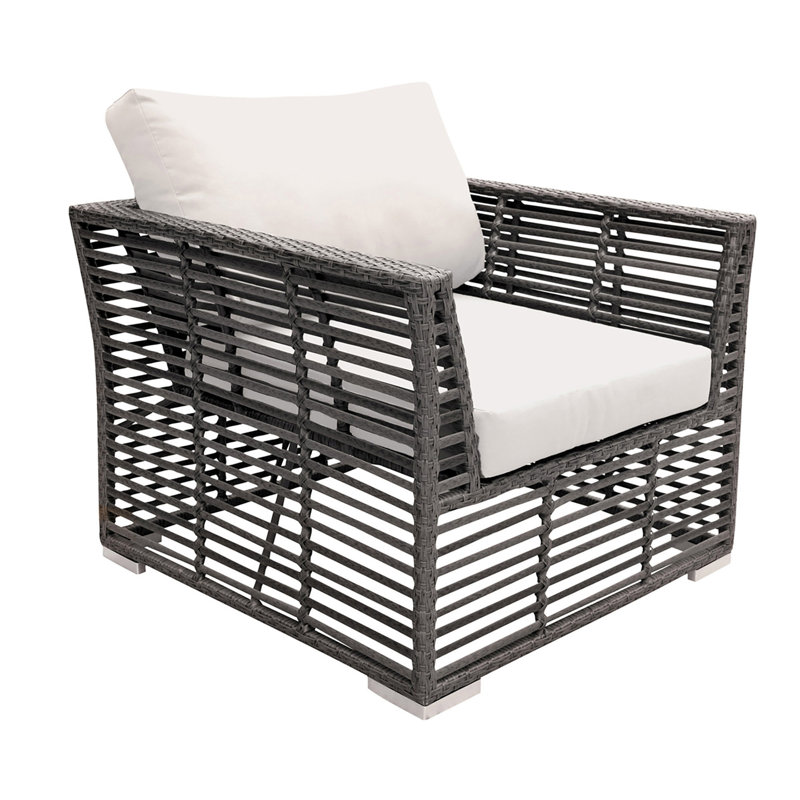 Graphite Wicker Outdoor Lounge Chair with Cushions, Standard