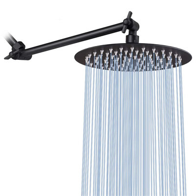 Pomme de douche à pluie avec bras réglable 11 po - Douche à pluie haute pression en acier inoxydable, conception ultra-mince (8 po)