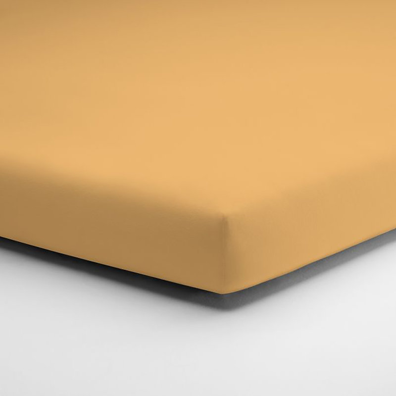 Jersey-Elasthan Cotton Blend Jersey Knit Fitted Sheet, Curry, 120 - 130cm x 200 - 220cm