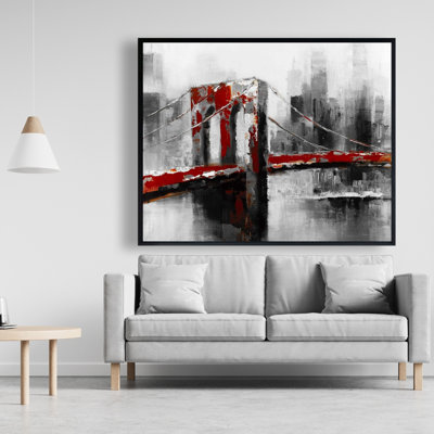 Abstrait et pont rouge de Brooklyn, reproduction sur toile