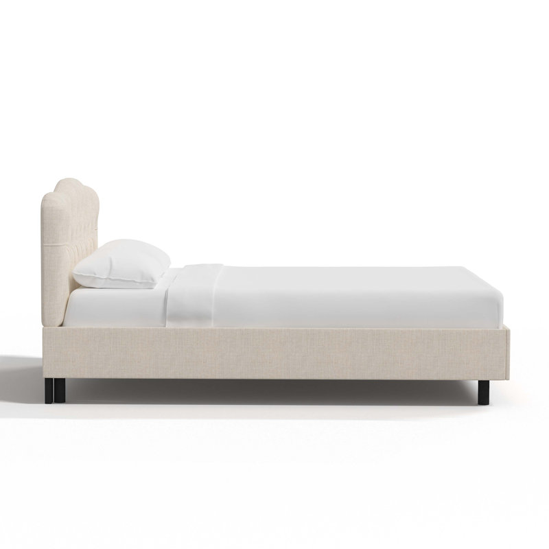 Pires Upholstered Platform Bed, King, Classic Talc Linen