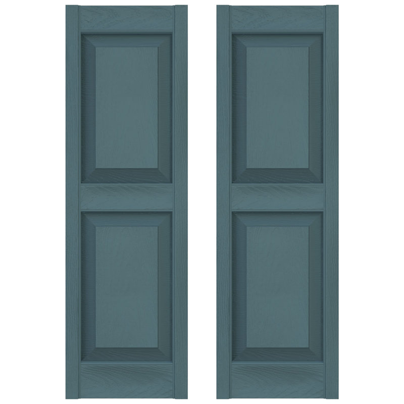 Builders Edge, deux panneaux égaux standards, volet à panneau surélevé simple, Bleu Wedgewood, 14 ¾ po, 35 po