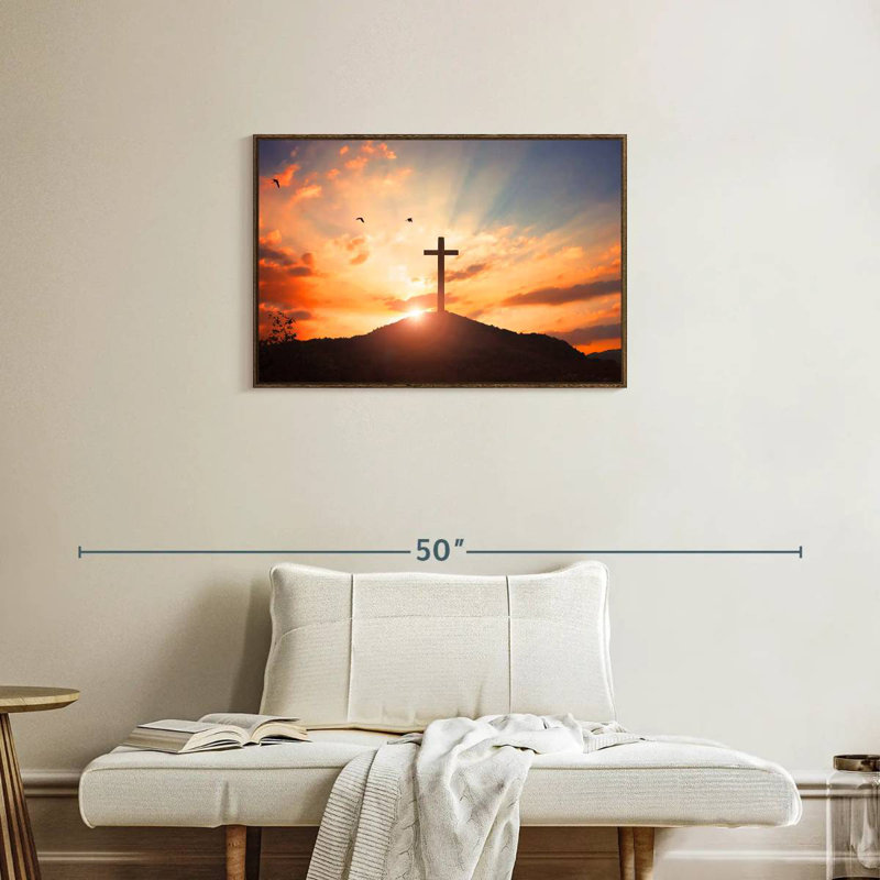 Sunset Cross, Floating Frame Walnut, 31" X 21"