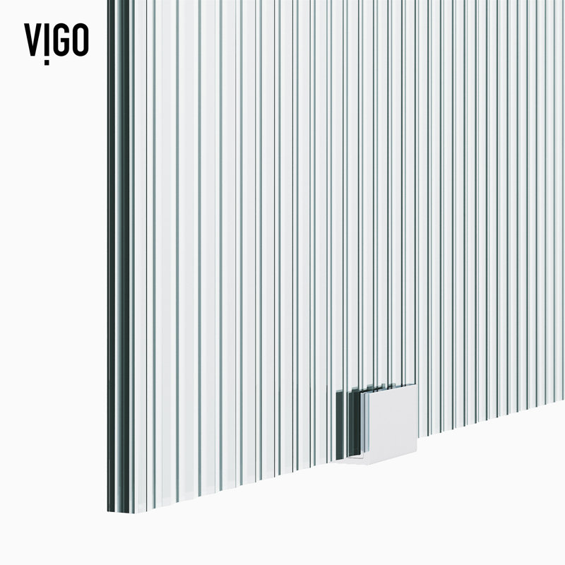 Porte de douche coulissante sans cadre avec verre cannelé 3/8 po l 56-60 po x H 74 po Elan, Chrome